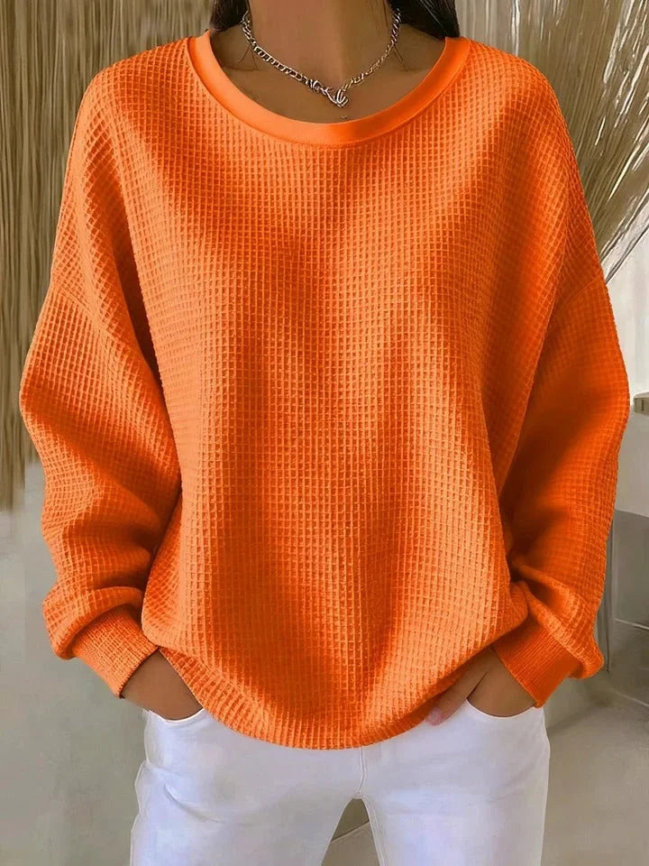 Women's Waffle Knit Sweater – A Relaxed Fit And Long Sleeves
