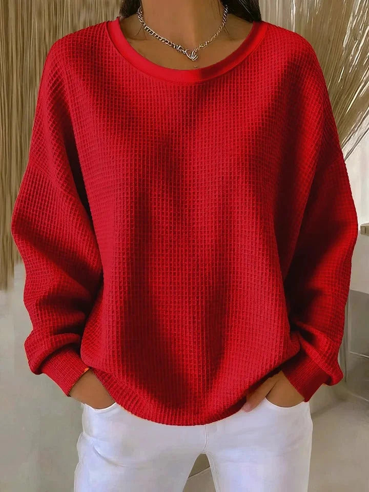 Women's Waffle Knit Sweater – A Relaxed Fit And Long Sleeves