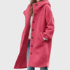 Women's Warm Classic Long Hooded Textured Wool Coat – Button-Front