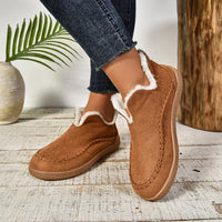 Women's Warm Fur-Lined Slip-On Ankle Boots – Thick Sole And Moc-Toe Stitching