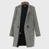 Women's Warm Winter Houndstooth Mid-Length Wool Coat – Quilted Lining