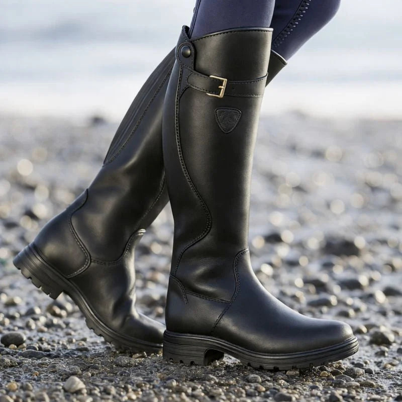 Women's Brown Riding Boots – Side Zipper And Buckle Strap