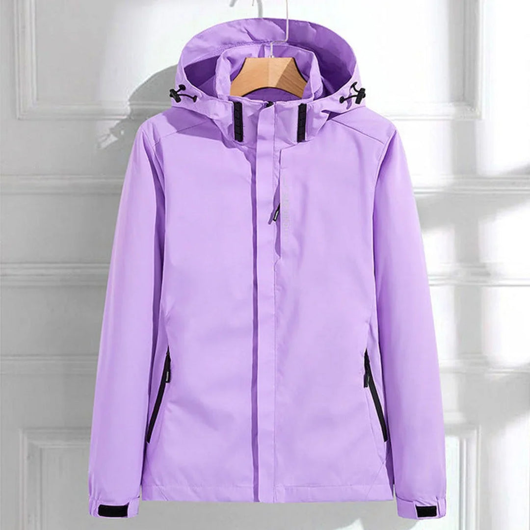 Women's Waterproof Hooded Adjustable-Fit Rain Jacket