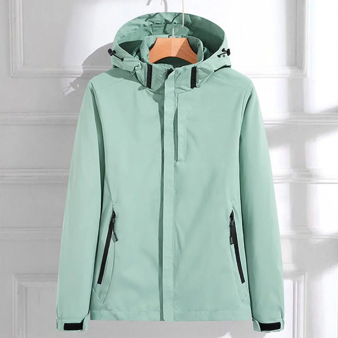 Women's Waterproof Hooded Adjustable-Fit Rain Jacket
