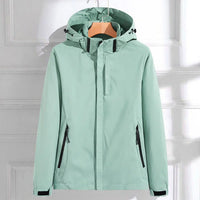 Women's Waterproof Hooded Adjustable-Fit Rain Jacket