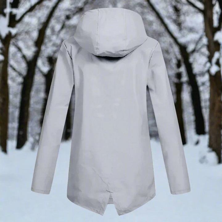 Women's Waterproof Hooded Rain Jacket Zip-Up Longline