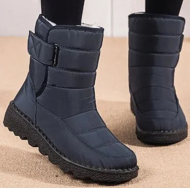 Women's Quilted Mid-Calf Winter Boots – Velcro Strap Closure
