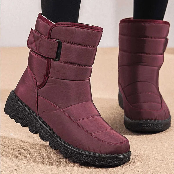 Women's Quilted Mid-Calf Winter Boots – Velcro Strap Closure
