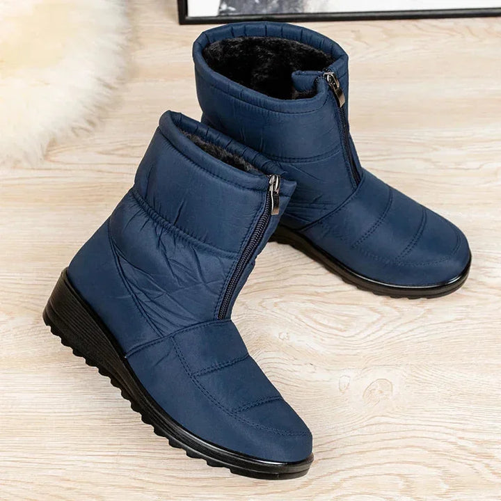 Women's Quilted Mid-Calf Winter Boots – Velcro Strap Closure