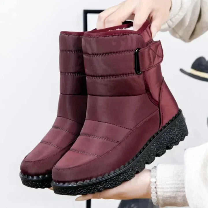 Women's Quilted Mid-Calf Winter Boots – Velcro Strap Closure