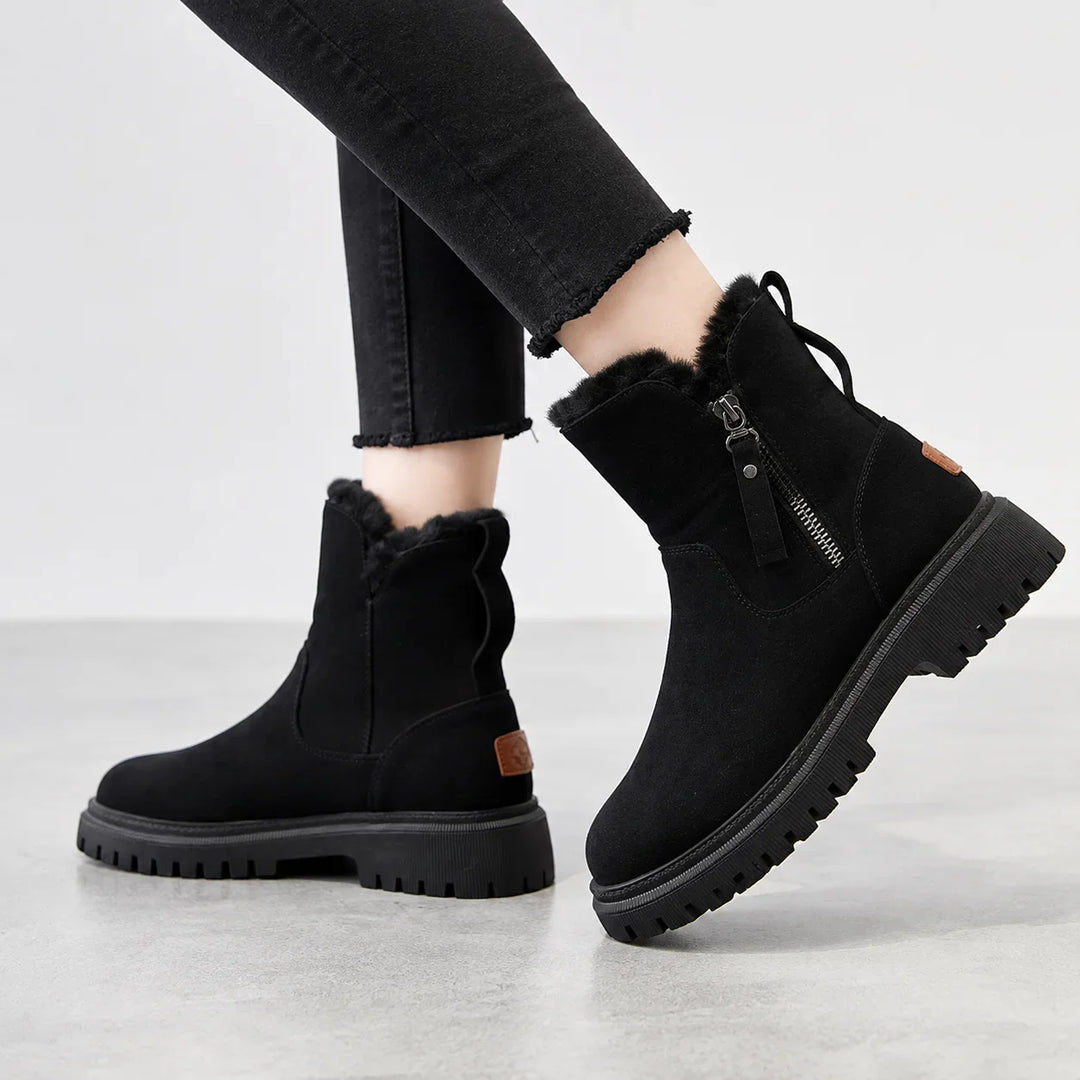 Women's Winter Ankle Boots | Faux Fur Lined Chunky Sole Boots