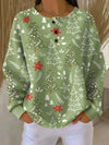 Women's Winter Christmas-Print Waffle-Knit Sweater – Button-Placket Neckline