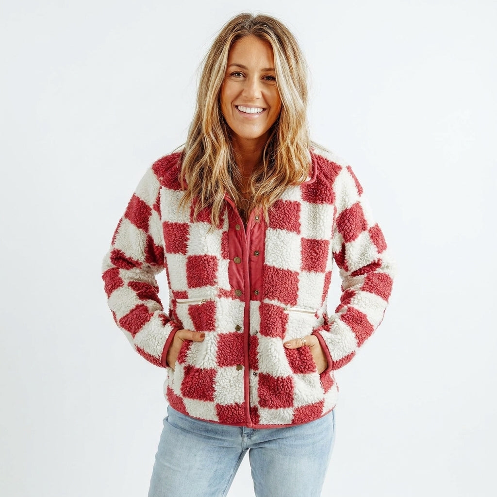 Women's Jacket – Checkerboard Textured Winter