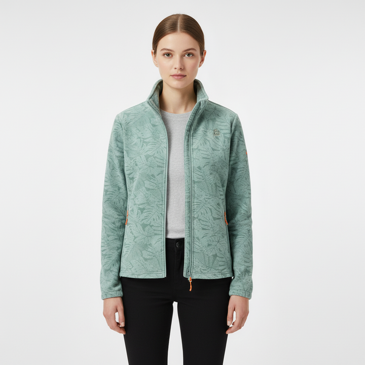 Women's Jacket – Botanical Print Zip-Up Winter