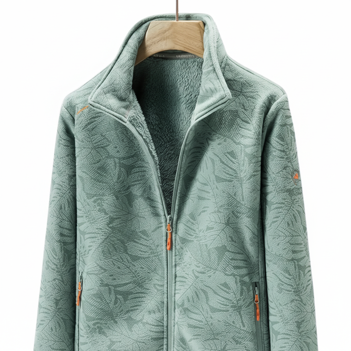 Women's Jacket – Botanical Print Zip-Up Winter