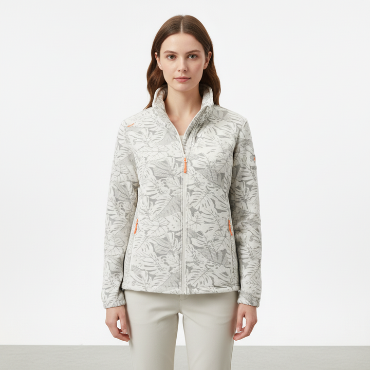 Women's Jacket – Botanical Print Zip-Up Winter