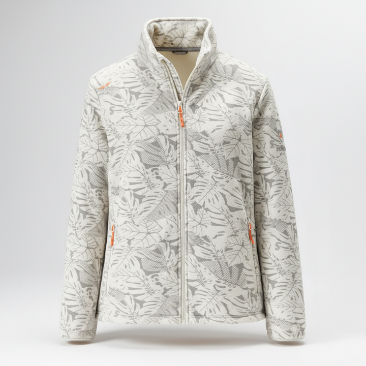 Women's Jacket – Botanical Print Zip-Up Winter