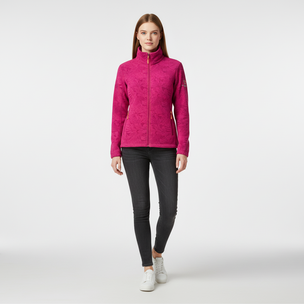 Women's Jacket – Botanical Print Zip-Up Winter