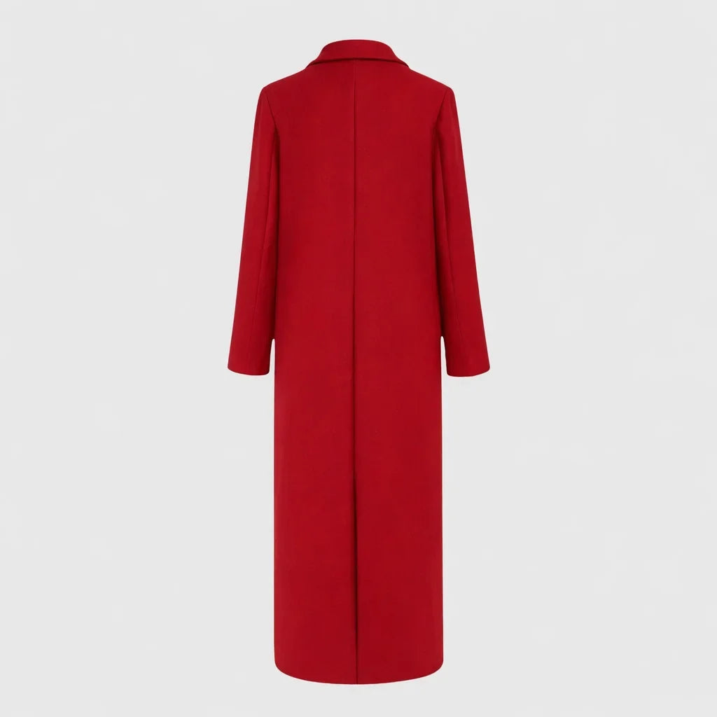 Women's Winter Longline Double-Breasted Wool Coat – Notched Lapel