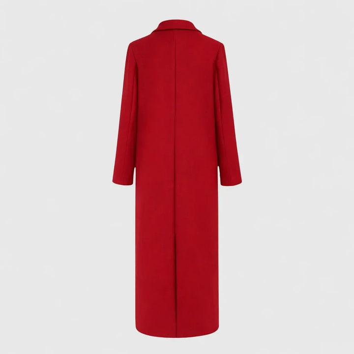 Women's Winter Longline Double-Breasted Wool Coat – Notched Lapel