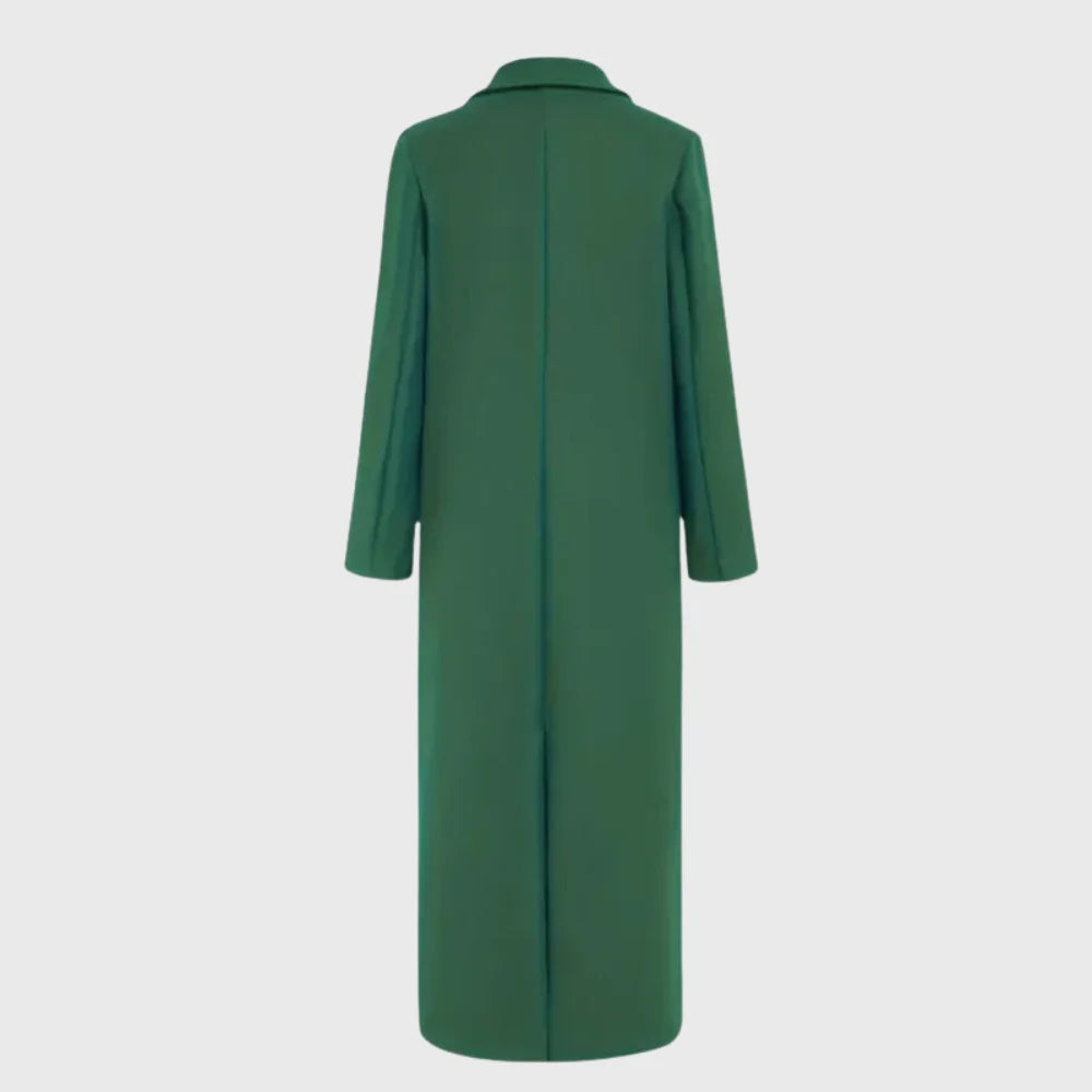 Women's Winter Longline Double-Breasted Wool Coat – Notched Lapel