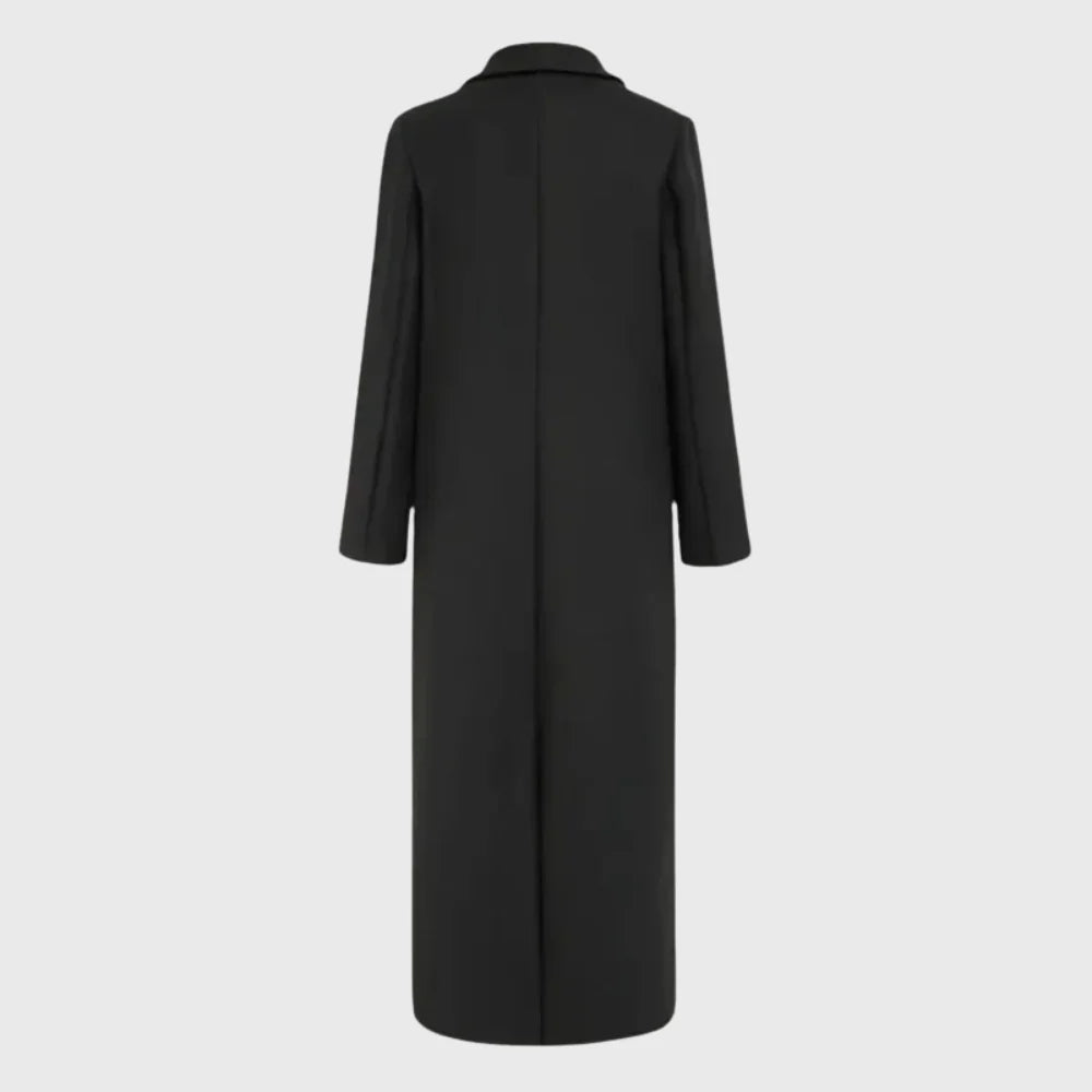 Women's Winter Longline Double-Breasted Wool Coat – Notched Lapel