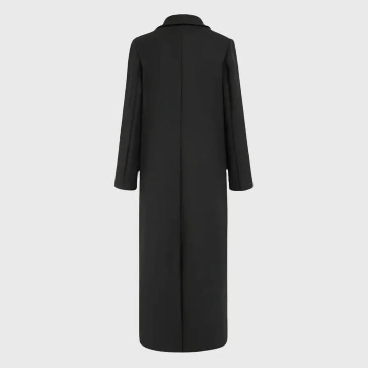 Women's Winter Longline Double-Breasted Wool Coat – Notched Lapel