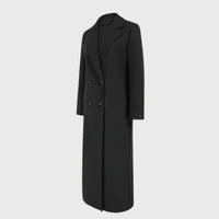 Women's Winter Longline Double-Breasted Wool Coat – Notched Lapel