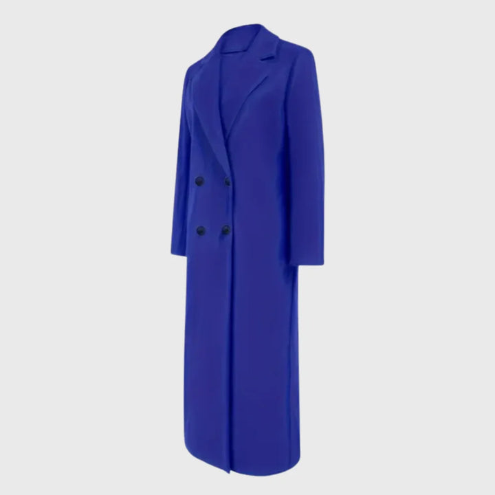 Women's Winter Longline Double-Breasted Wool Coat – Notched Lapel