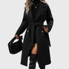 Women's Winter Longline Double-Breasted Wool Coat – Self-Tie Belt