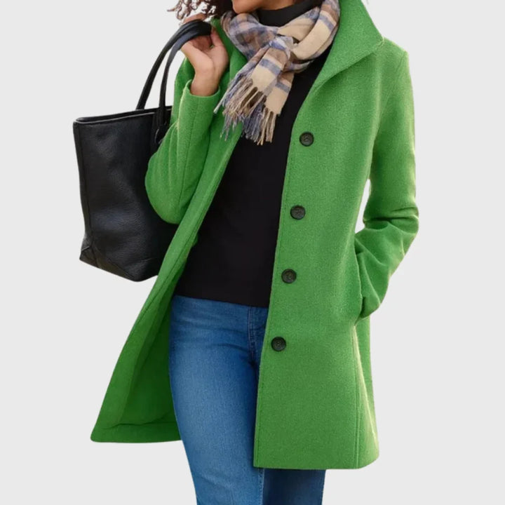 Women's Wool-Blend Coat – Button-Front And Classic Collar