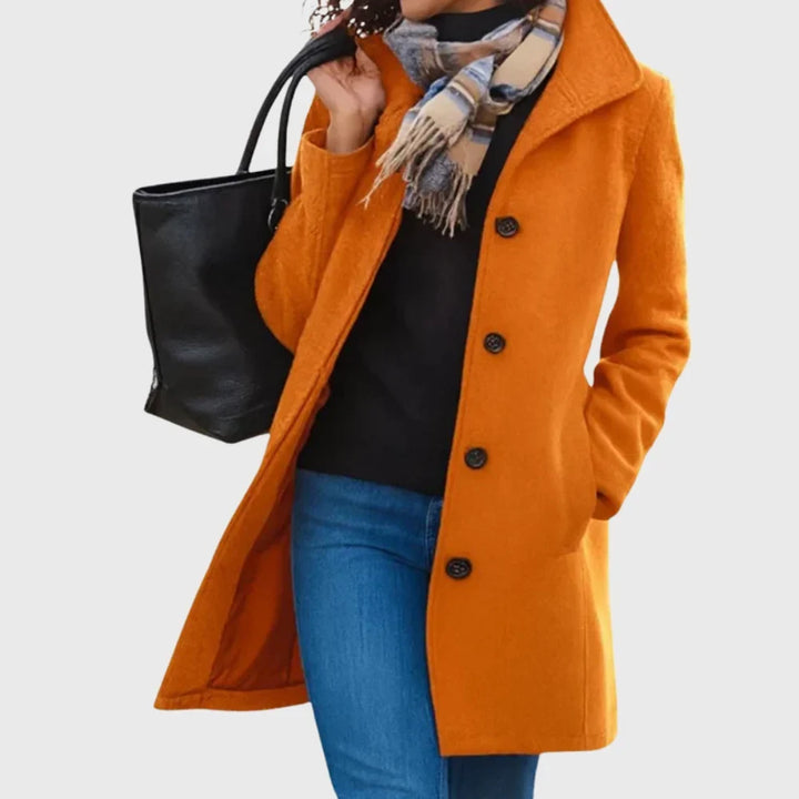 Women's Wool-Blend Coat – Button-Front And Classic Collar