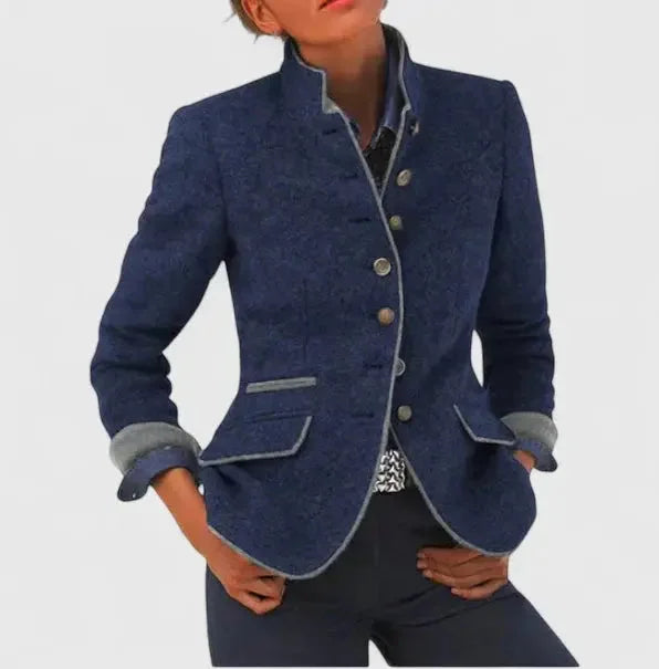 Women's Wool Blazer – Contrast Trim