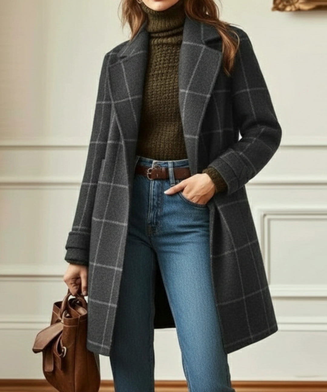 Women's Wool Check Coat
