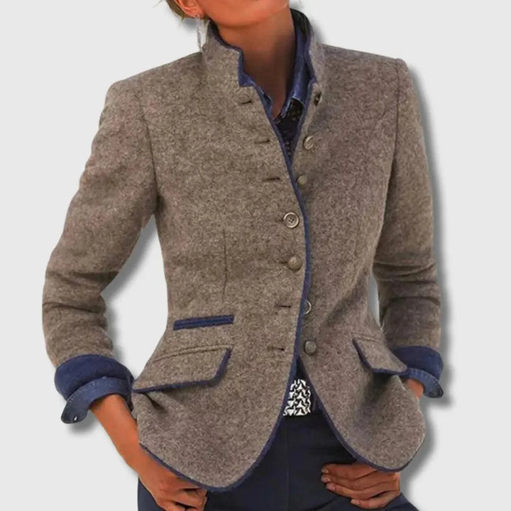 Women's Wool Lapel Blazer – Contrast Trim