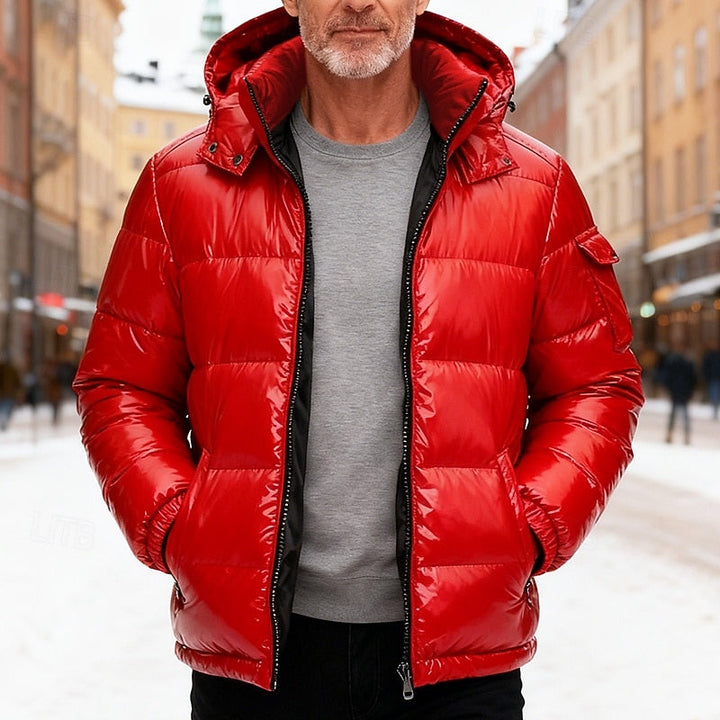 Regular-Fit Quilted Hooded Jacket with Zip and Side Pockets