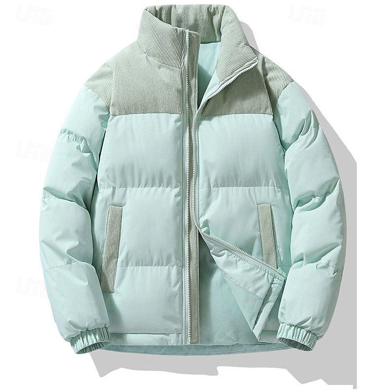 Stand-Collar Padded Jacket with Full Zip and Front Pockets