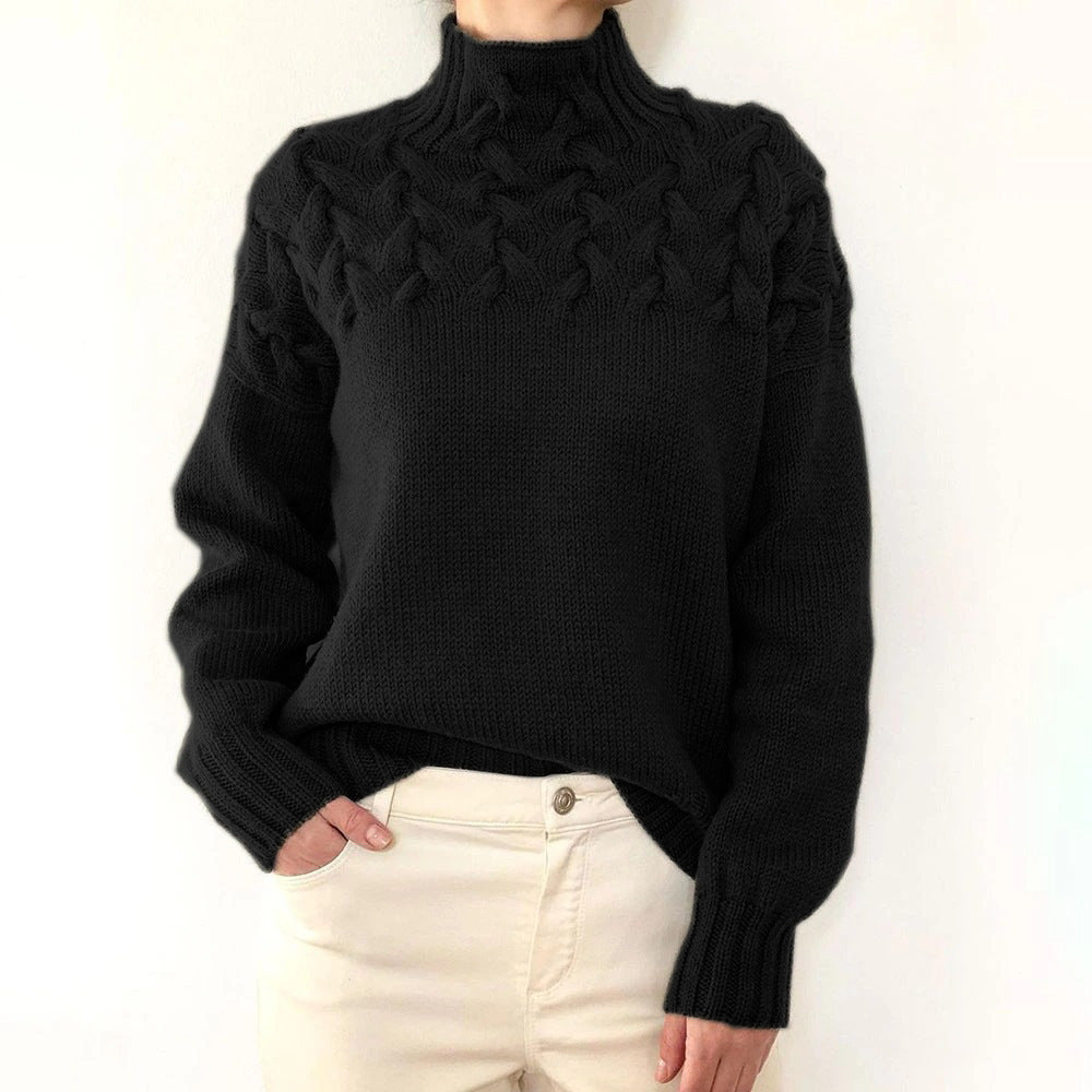 Women's Jumper – Cable-Knit Roll-Neck Relaxed