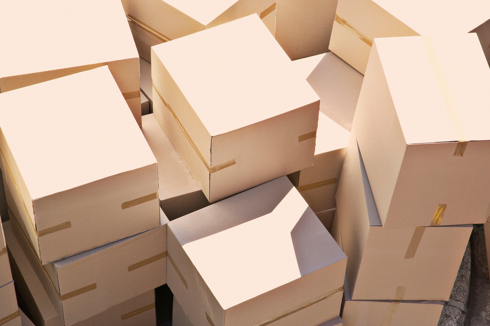 Large group of stacked boxes