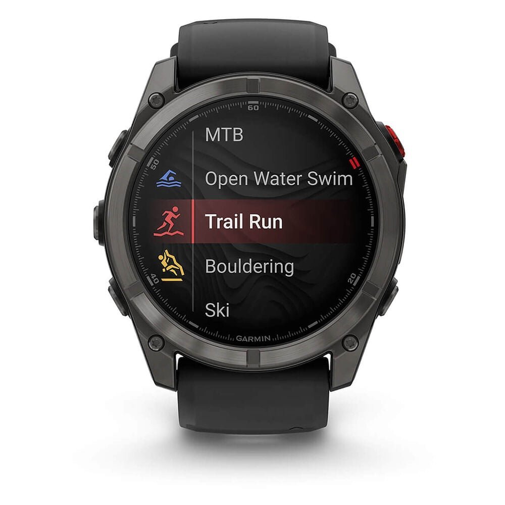Garmin fenix 8 Pro AMOLED 51mm Carbon Grey DLC Titanium Case Black Silicon Strap Watch - Image 3
